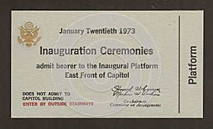 Official Ticket to the Inauguration Richard Nixon