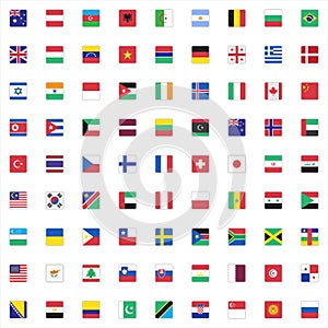 Official world flags collection flat icons set