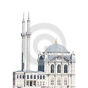 Ortakoy Mosque Turkish: Ortakoy Camii isolated on white background. photo