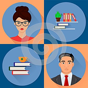 Offie workerks. Man and woman dressed in office style. photo