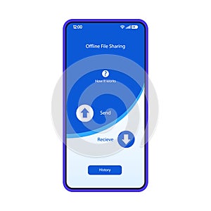 Offline file sharing smartphone interface vector template