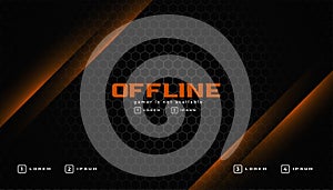 offline gaming banner with hexagonal black background