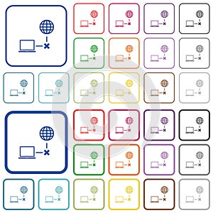 Offline laptop outlined flat color icons