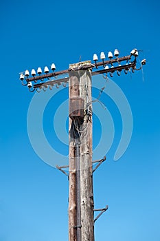Offline. Old, obsolete telephone pole.