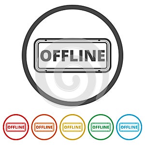 Offline sign, icon, button, 6 Colors Included