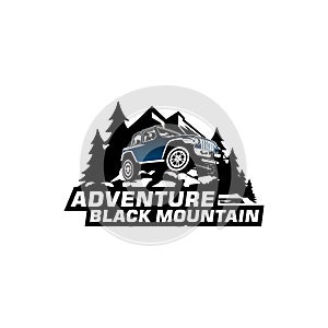 Offroad black mountain logo vector