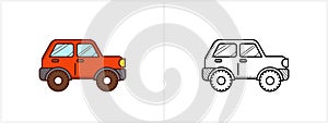 Offroad car coloring page. 4WD car side view