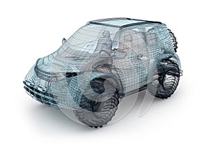 Offroad car design, wire model.