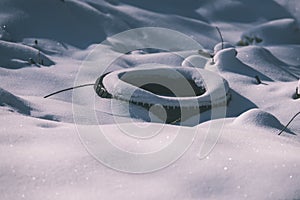 offroad car tires left in the snow - vintage look edit