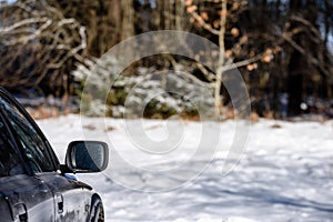 offroad car tires stuck in the snow