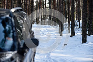 offroad car tires stuck in the snow