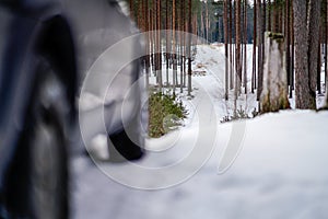 offroad car tires stuck in the snow