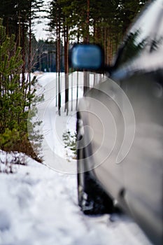 offroad car tires stuck in the snow