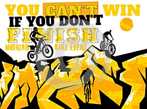 Offroad freestyle poster. Mountain bike event. Vector illustration