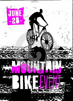 Offroad mountain bike event poster. Vector illustration