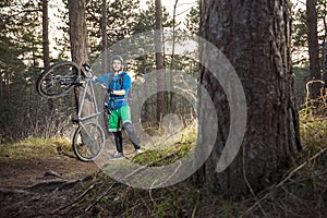 Offroad Mountain biker proud of his bike