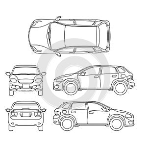 Offroad suv auto outline vector vehicle