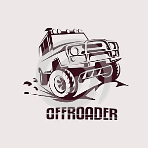 Offroad suv car template for labels, emblems, badges photo