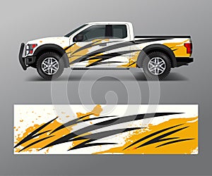 Offroad vehicle wrap design vector. Pickup truck decal wrap design vector