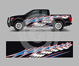 Offroad vehicle wrap design vector. Pickup truck decal wrap design vector