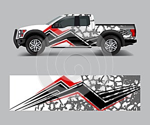 Offroad vehicle wrap design vector. Pickup truck decal wrap design vector