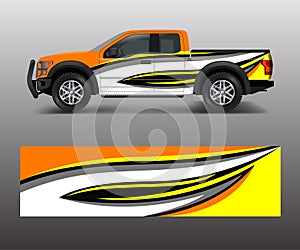 Offroad vehicle wrap design vector. Pickup truck decal wrap design vector