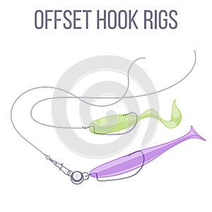 Offset hook rigging options for catching predatory fish with spinning rod in high weed density conditions.