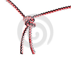 Offset overhand bend knot tied on synthetic rope photo