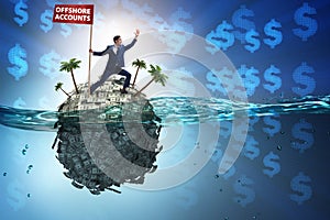 Offshore accounts concept with businessman