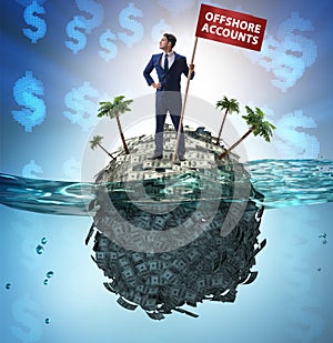 Offshore accounts concept with businessman