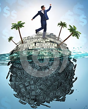 Offshore accounts concept with businessman