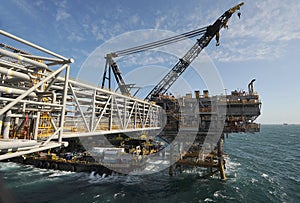 Offshore crossover bridge between platforms, Australia.