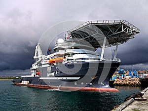 Offshore Diving Support Vessel Quayside.