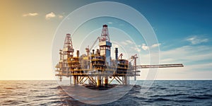 Offshore drilling for gas and petroleum. Oil platform oil rig or offshore platform.