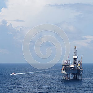 Offshore Drilling Platform (Jack up drilling rig) and crew boat