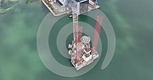 Offshore drilling platform. Self Elevating Platform Constellation.A production platform steel or concrete structure