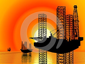 Oil Gas Industry Oilfield Drilling Rig Oil Pump Offshore Technology Background