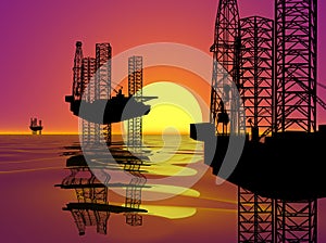 Oil Gas Industry Oilfield Drilling Rig Oil Pump Jack Offshore Technology Background