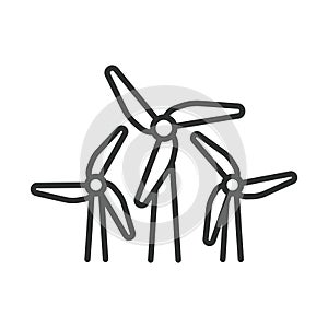 Offshore energy, in line design. Offshore energy, offshore, energy, renewable, wind on white background vector. Offshore