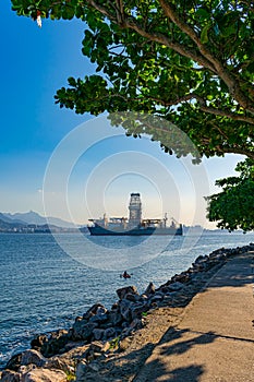 Offshore exploration platform for the oil industry in Guanabara Bay, Rio de Janeiro, Brazil