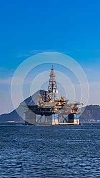 Offshore exploration platform for the oil industry in Guanabara Bay, Rio de Janeiro, Brazil
