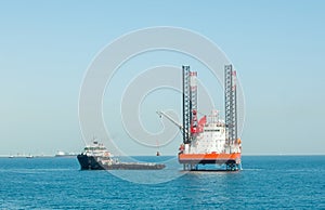 Offshore jack-up barge and supply vessel