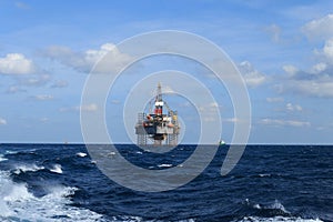 Offshore Jack Up Drilling Rig Over The Production Platform in Th