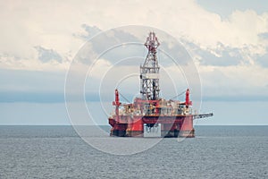 Offshore jack up rig in the middle of sea