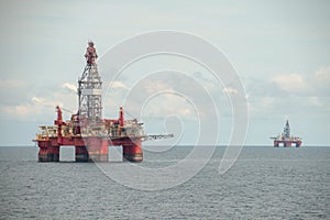 Offshore jack up rig in the middle of sea