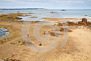 Offshore the Jersey, UK, coast at low tide