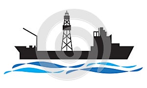 Drilling ship icon vector