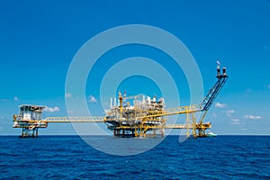 Offshore oil and gas platform,oil and gas platform with blue sky