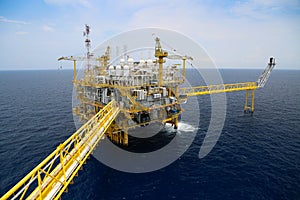 Offshore oil and gas production and exploration business. Production oil and gas plant and main construction platform in the sea