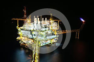 Offshore oil and gas production and exploration business. Production oil and gas plant and main construction platform in the sea